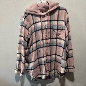 American Eagle Plaid Hooded Shirt